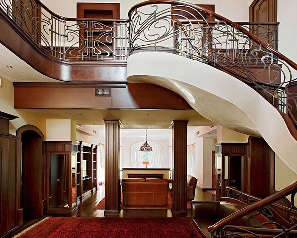 wrought iron staircase banisters wooden handrails