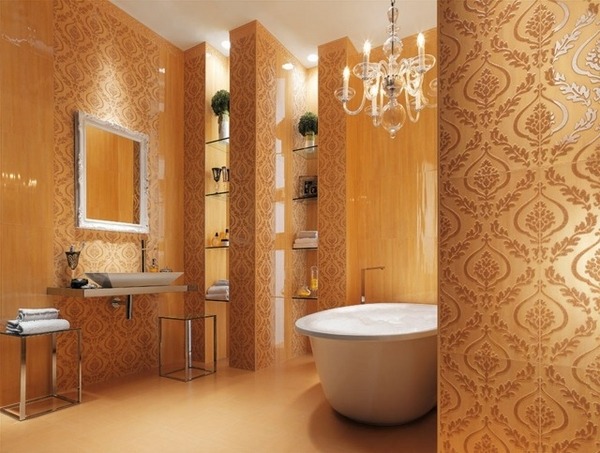 Classic retro design bathroom tile ideas ornated motifs