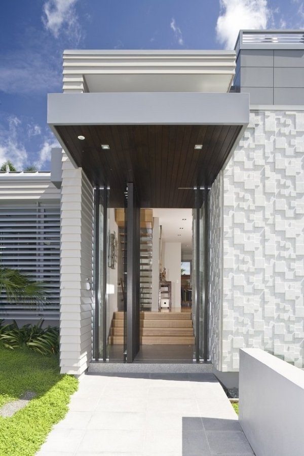Facade design modern house door glass swing door