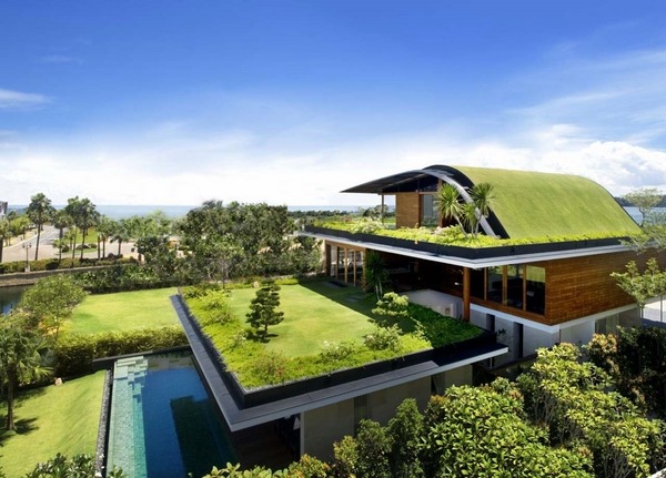 Inspiring modern roof design small trees lawn