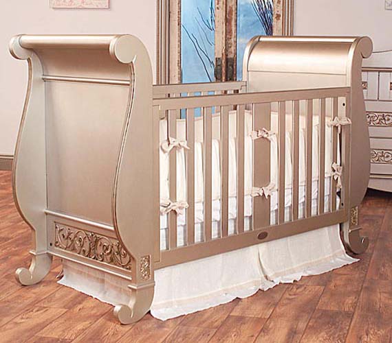 crib sleigh design antique appearance nursery furniture