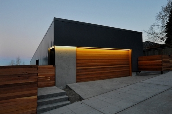 Modern house wooden designs outdoor house lighting concrete fence