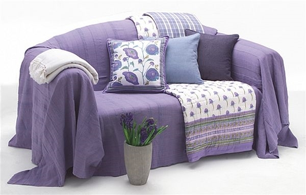 Sofa cover ideas purple sheet decorative pillows