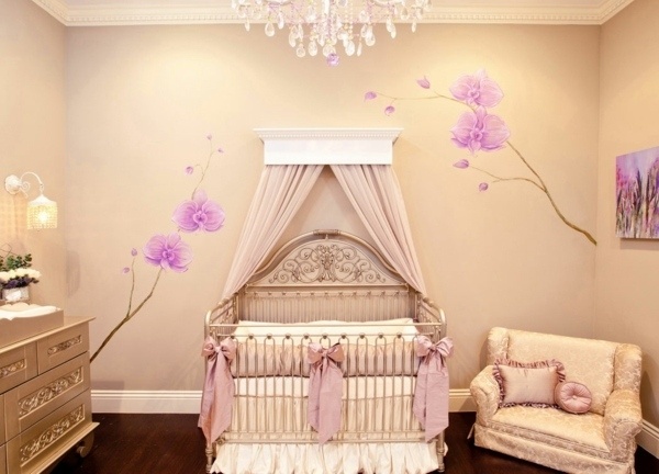 adorable with canopy nursery room decorating ideas orchids