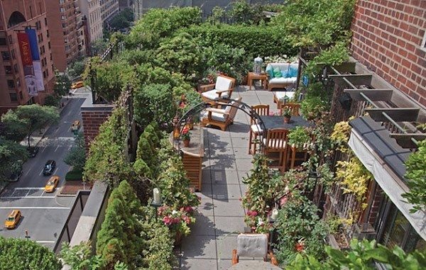 amazing rooftop garden ideas lavish greenery tile flooring outdoor furniture