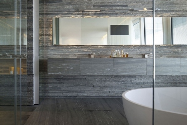 awesome gray bathroom designs white bathtub gold accents
