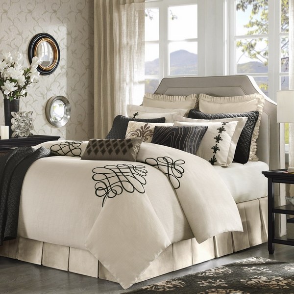 bedroom furniture ideas luxury bedding beige brown colors 