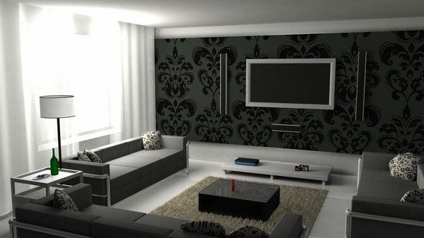 black wall color ideas white floor white curtains