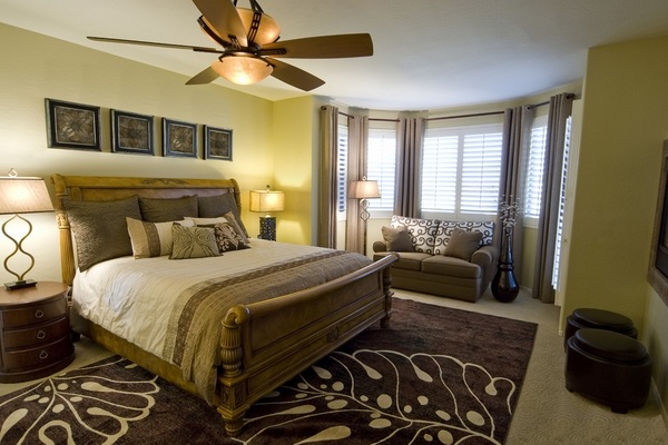brown rug beige brown color scheme wooden bed