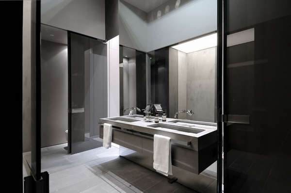 contemporary bathrooms gray color indirect lighting
