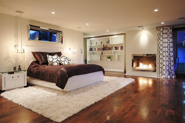 contemporary bedroom rugs ideas hardwood flooring beige shaggy rug