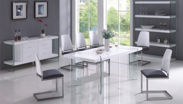 contemporary dining room furniture extendable table glass legs dining chairs