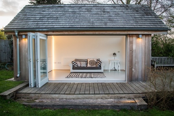 contemporary house ideas wooden deck area
