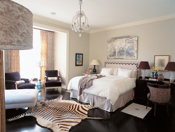 cowhide rug zebra motif modern interior design