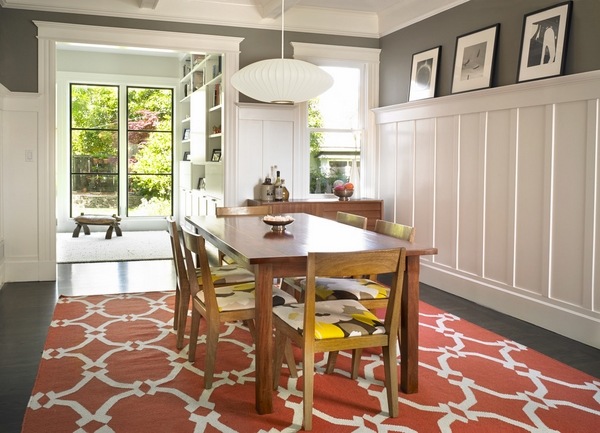 dining room interior white wall panels