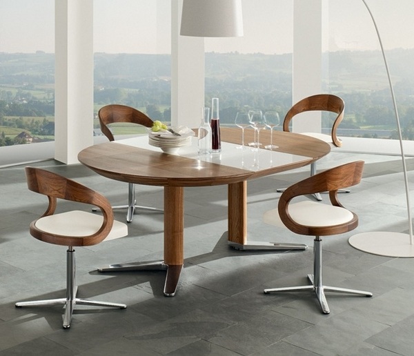  tables design ideas walnut wood metal frame swivel chairs