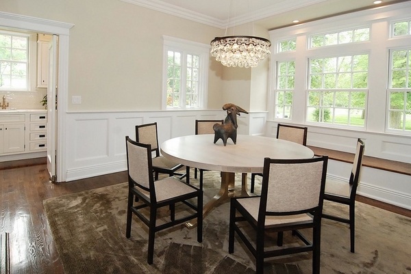 elegant formal dining room round table round chandelier