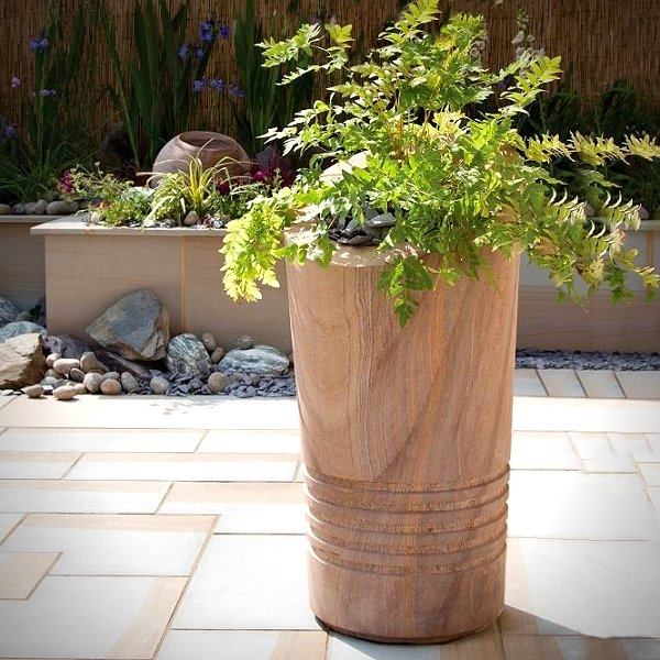 garden planter polished wood small patio decor