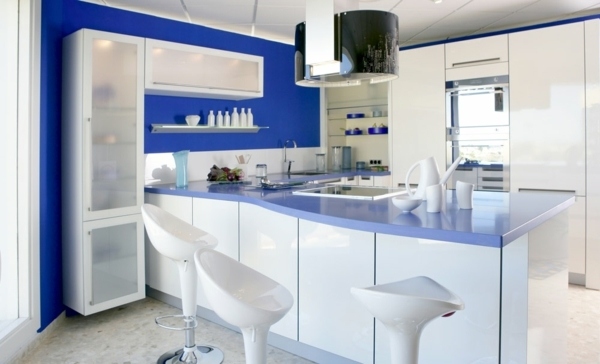 kitchen color ideas white kitchen cabinets blue wall