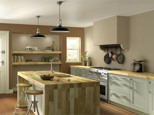 kitchen interior beige color modern furniture rustic flair