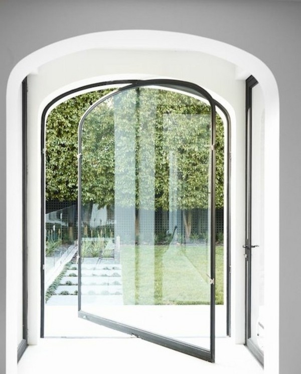 minimalist glass door front house entryway design ideas