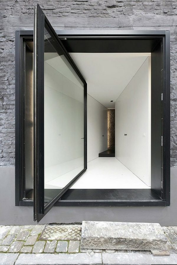 modern black front door glass white floor design contemporary house entry
