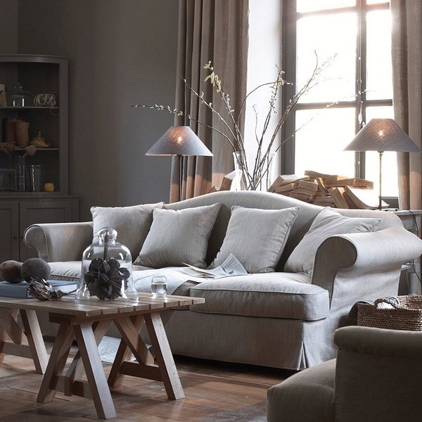 modern living room design trends gray wall color gray sofa