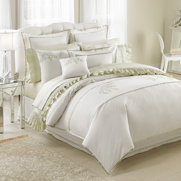modern white bedroom design luxury bed set side tables