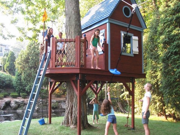 patio design ideas tree house kids playground