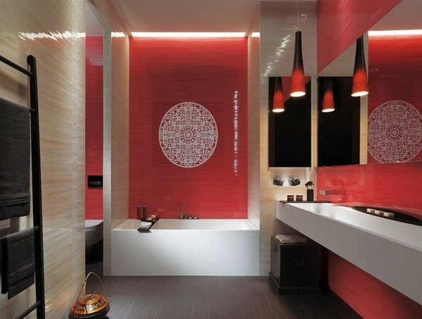 red beige tiles bathroom design ideas minimalist vanity design