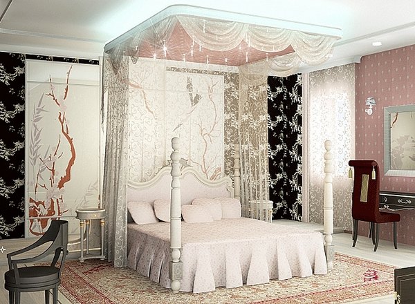 romantic ideas canopy bed recessed lighting accent wallpapers