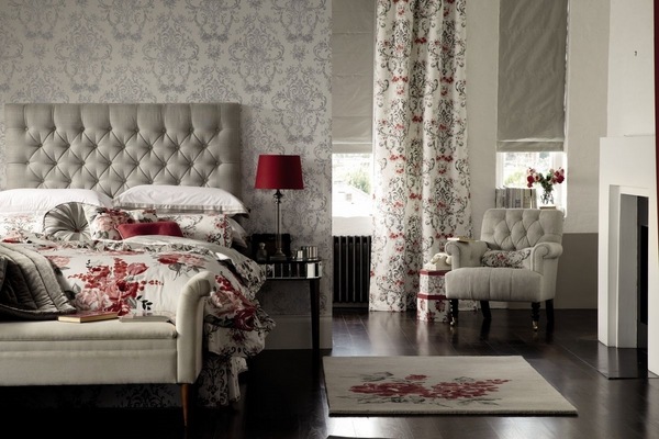  bedroom interior ideas soft colors gray red accents