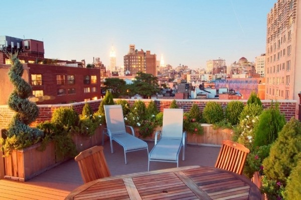 rooftop garden design planter contemporary deck outdoor furniture