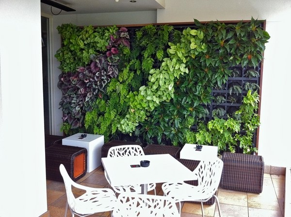 small patio design vertical green furniture