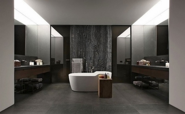 stunning gray bathroom designs white freestanding tub