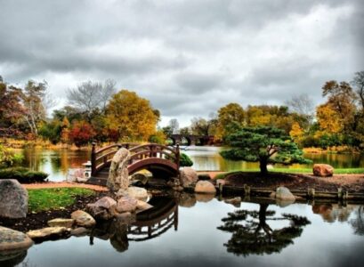 stunning-japanese-garden-design-pond-bridge-trees-stones
