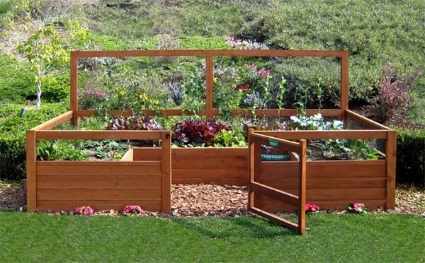backyard wooden raised beds patio decorating