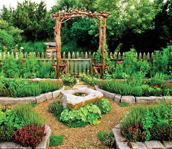vegetables-herbs-garden-ideas-wooden-garden-fence-wooden-pergola
