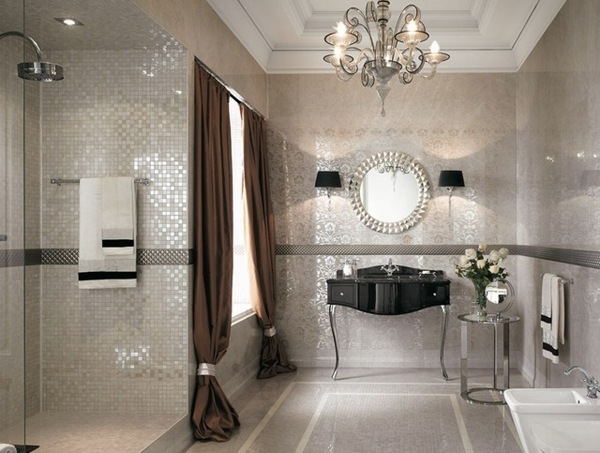 vintage style bathroom design mosaic tiles black vanity