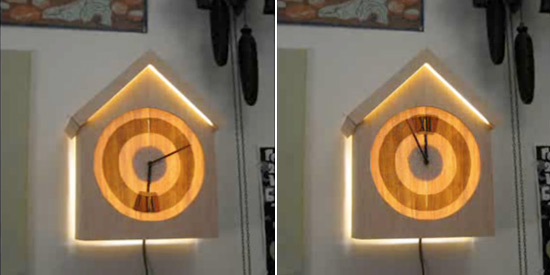 wooden wall clock design lighting