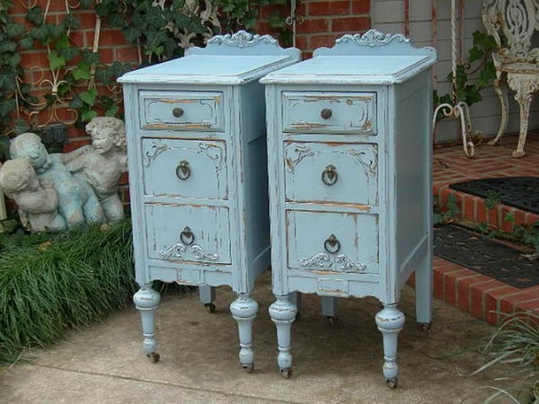 Antique furniture look blue paint color DIY ideas