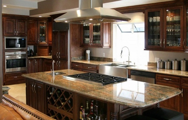 Cherry-cabinets-giallo-ornamental-granite-countertops-large-kitchen-island