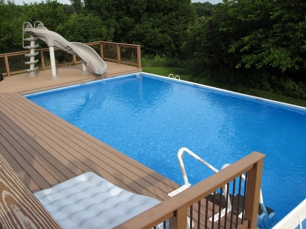 Cool above ground pool deck plans ideas pool slides deck railing