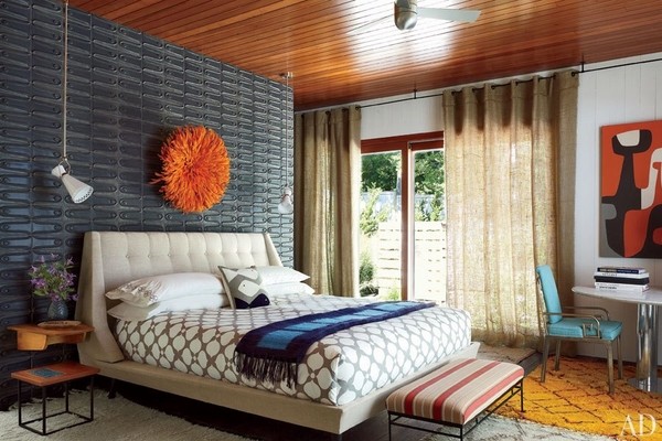 Master bedroom ideas-Mid-century-modern-style-graphic patterns wall art