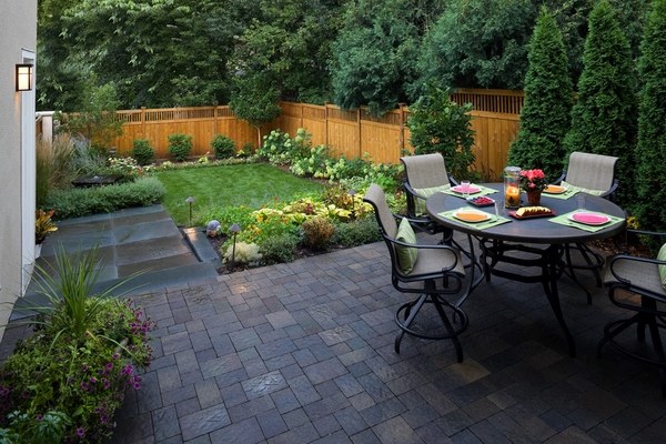 Patio pavers patio decorating ideas dining table wooden fence