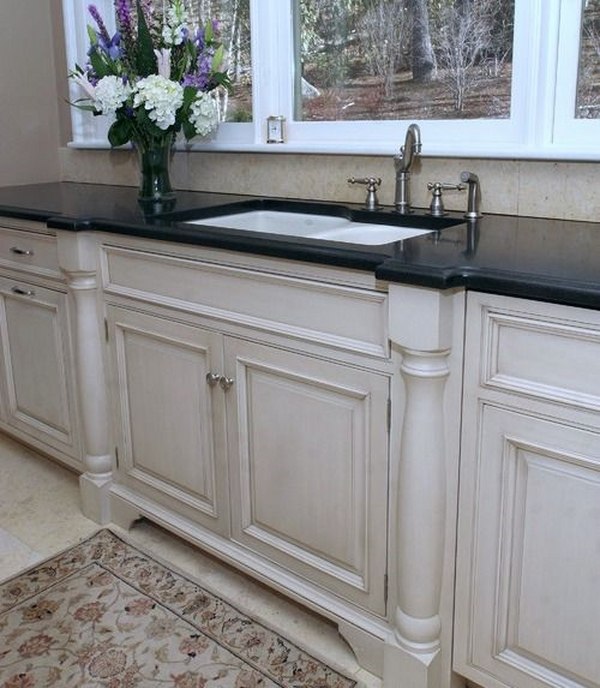 antique-glaze-kitchen-cabinets-ideas-white-cabinets-black-countertop