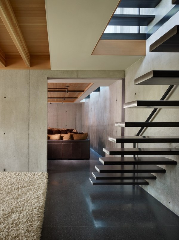 contemporary home dark terrazzo floors minimalist home interiors