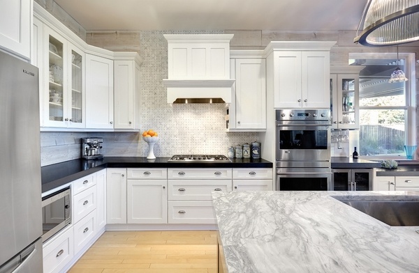 modern kitchen countertops natural stone white gray color