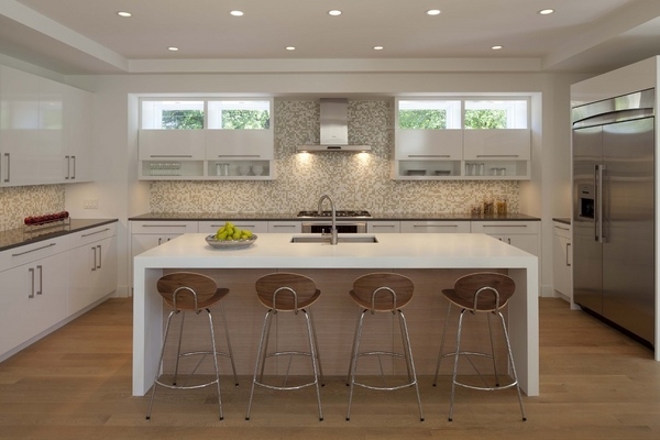 contemporary kitchen design white corian countertops white kitchen cabinets