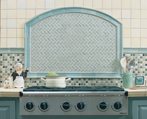 contemporary-kitchen-white-tiles-blue-herringbone-backsplash-mosaic-tiles
